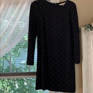 Loft black dress with gold medal dots